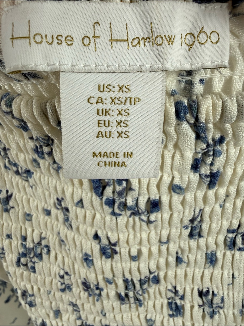 House of Harlow 1960 Floral Toile Linen Blend Smocked Midi Dress XS $348 - Picture 8 of 9